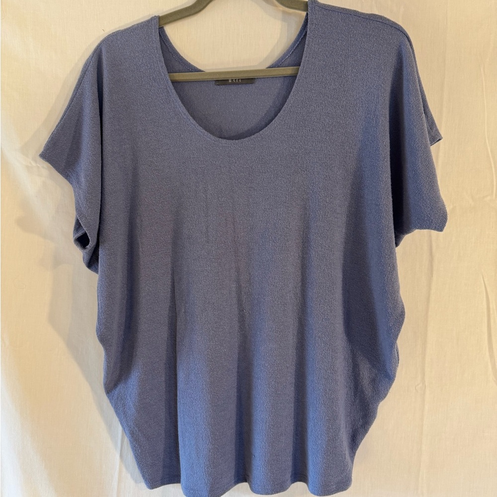 Relaxed Scoop Neck Dolman Top in Periwinkle Blue